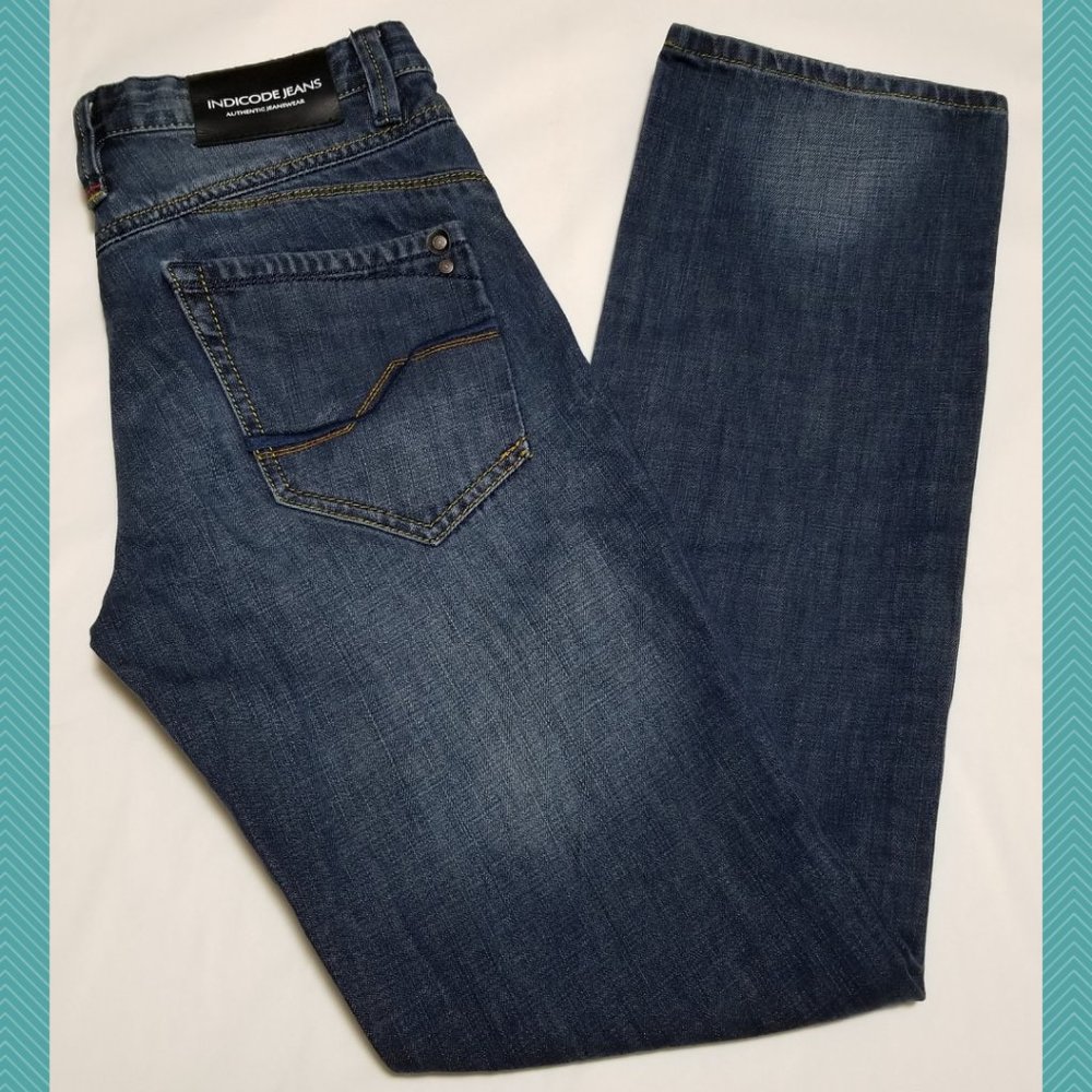 Indicode Dark Wash Mid Rise Straight Leg Jeans